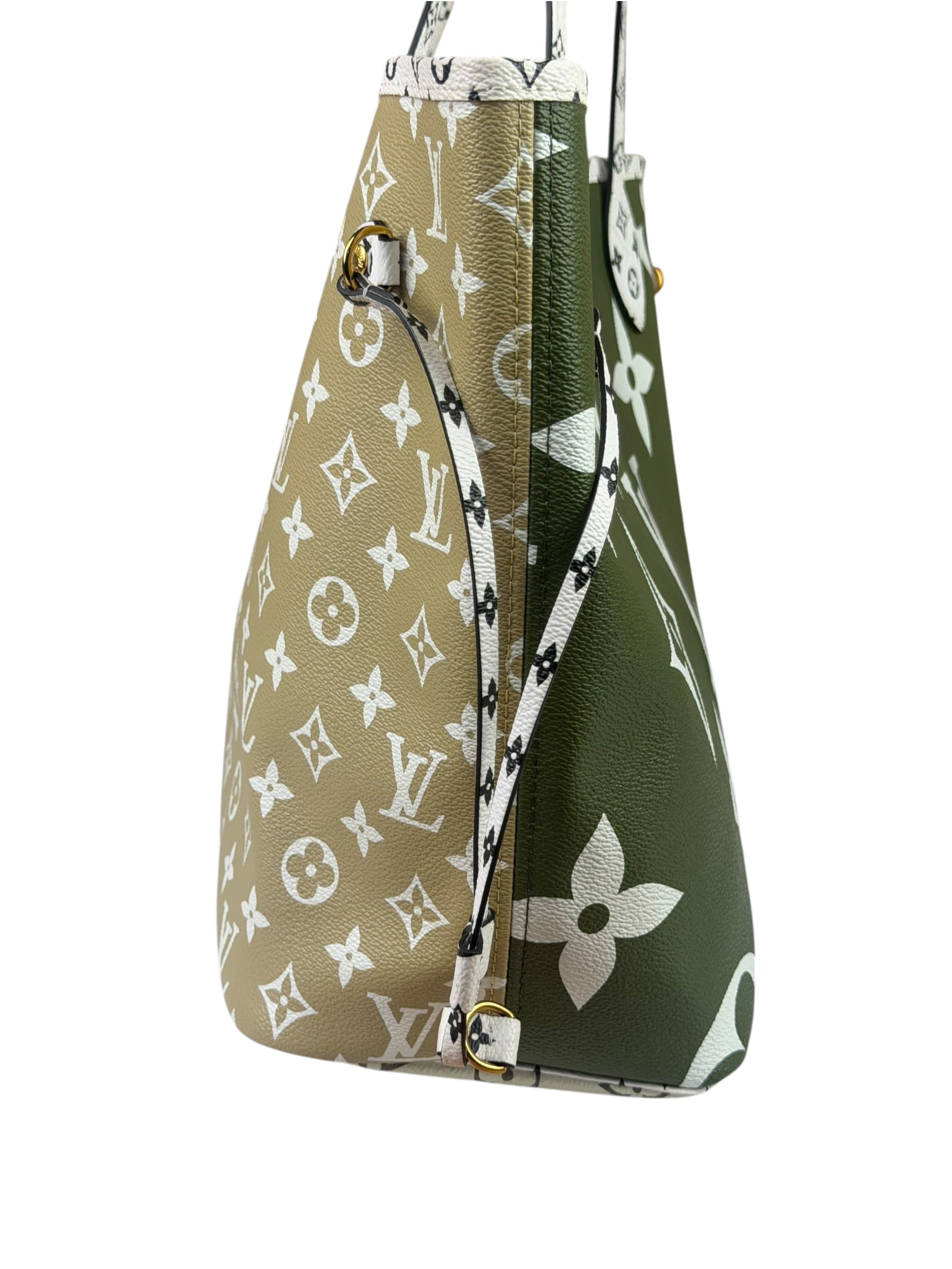 Louis Vuitton Olive Green/Beige Monogram Giant Neverfull MM