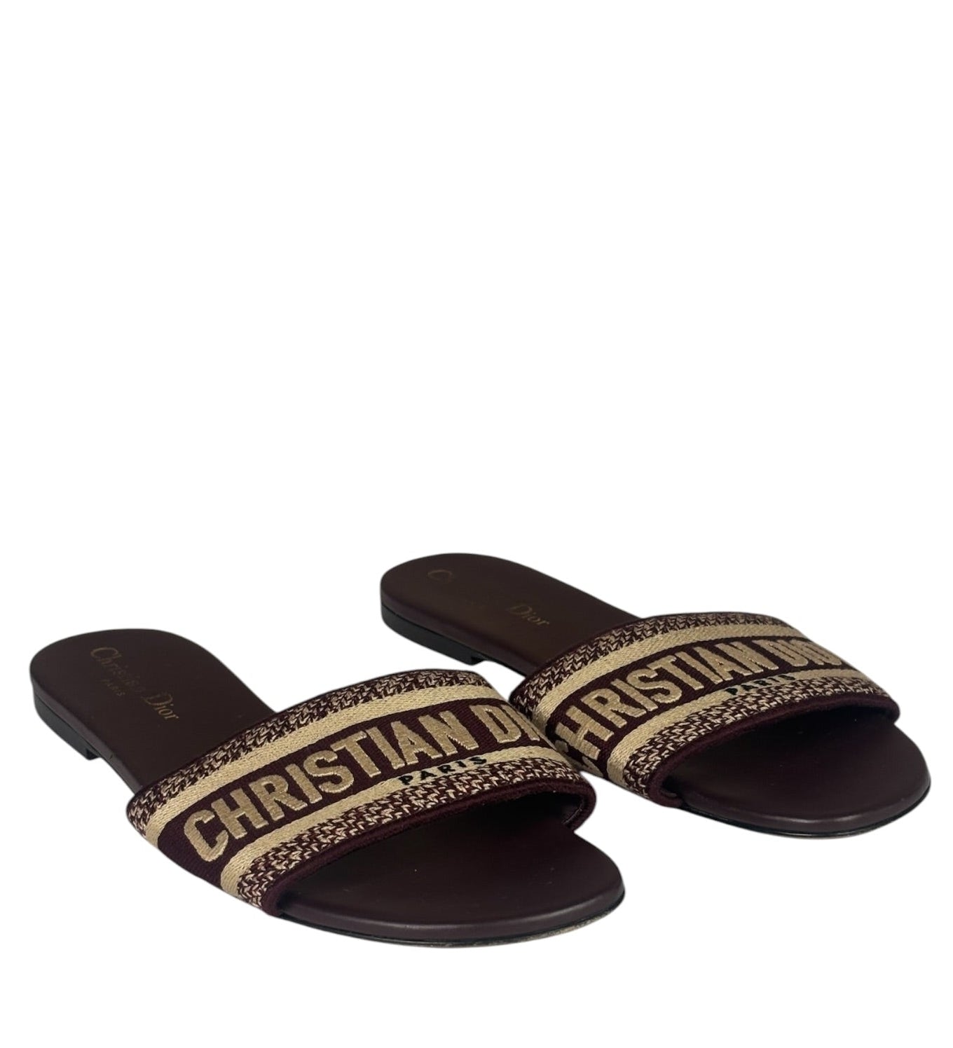 Christian Dior Paris Burgundy Slide Sandals