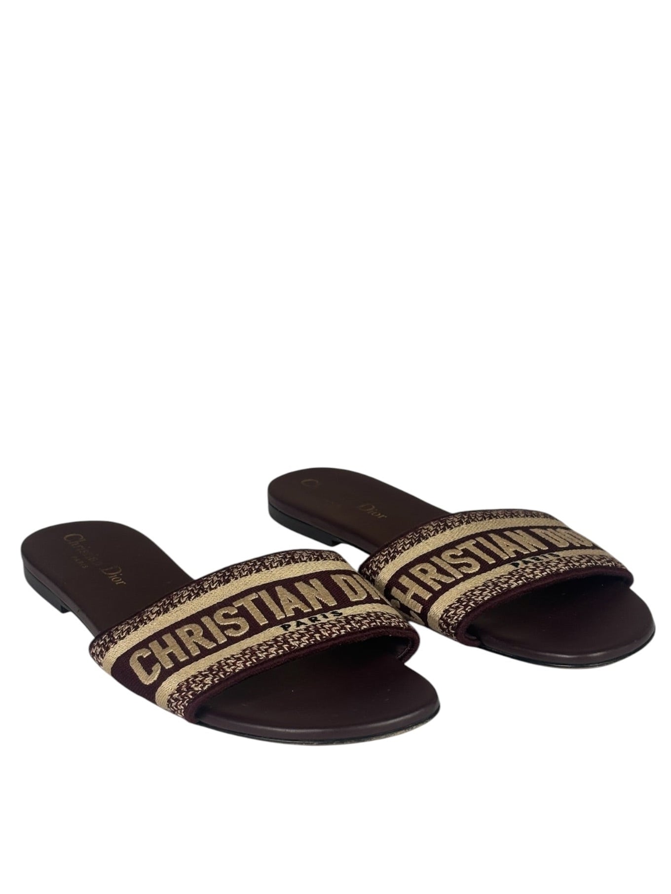 Christian Dior Paris Burgundy Slide Sandals