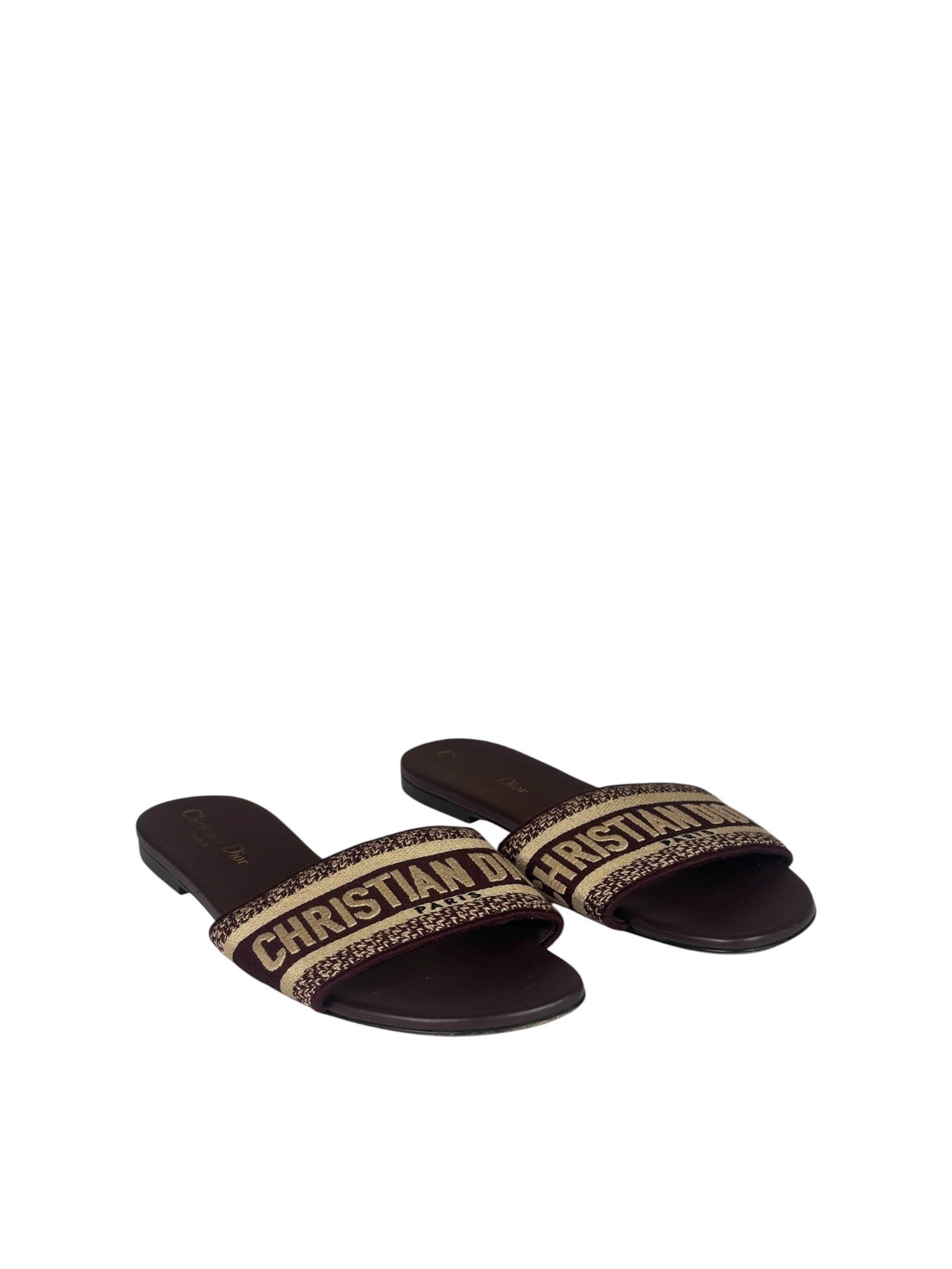 Christian Dior Paris Burgundy Slide Sandals