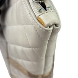 Chanel White Calfskin Quilted Python-Embossed Ligne Cambon Flat Tote Bag 2004