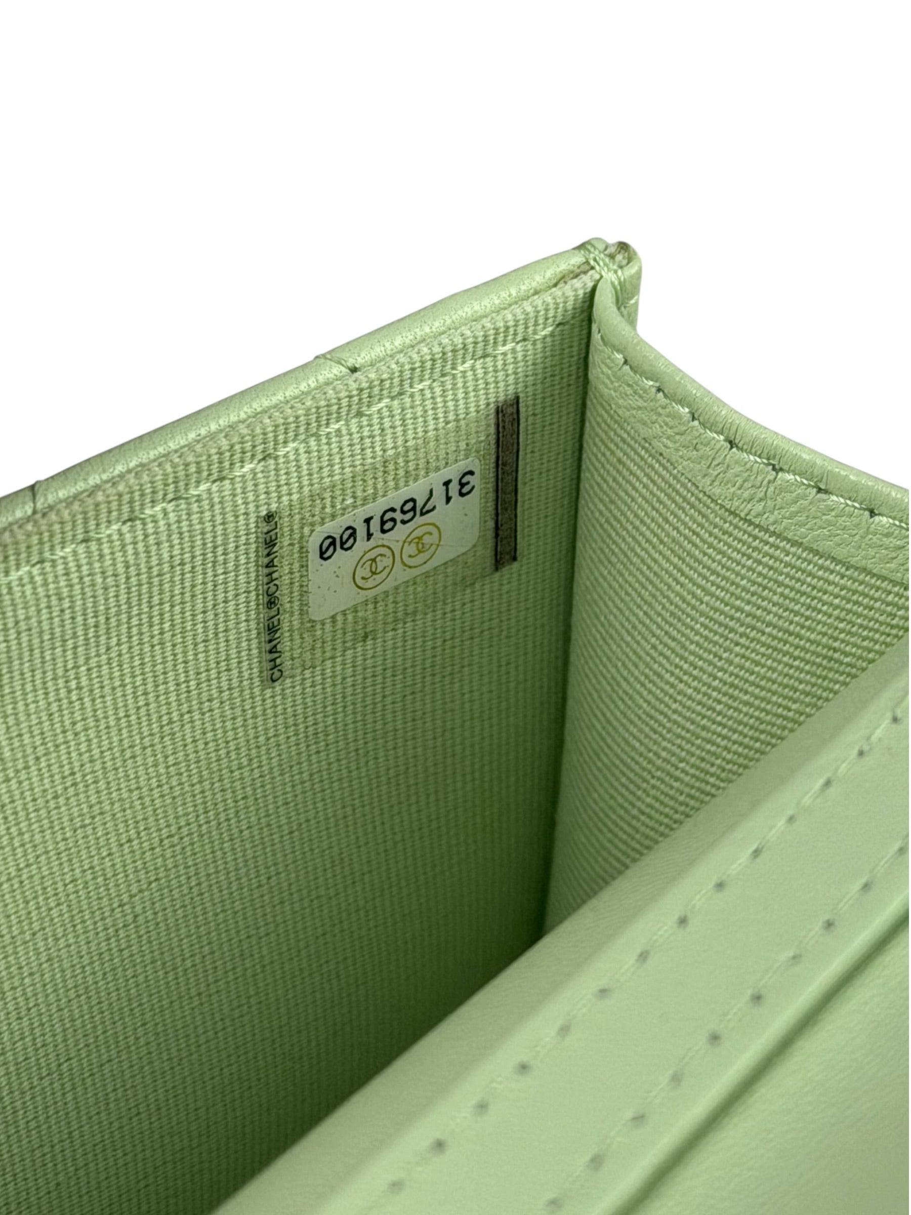 Chanel Green Quilted Leather 19 Flap Chain Card Holder 2021