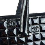 Chanel Vintage Black Patent Leather Chocolate Bar Pyramidal Tote Bag 2002