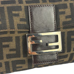 Fendi Brown Leather Trim Baguette