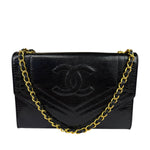 Chanel Black Lizard Leather Envelope Flap Bag 1986