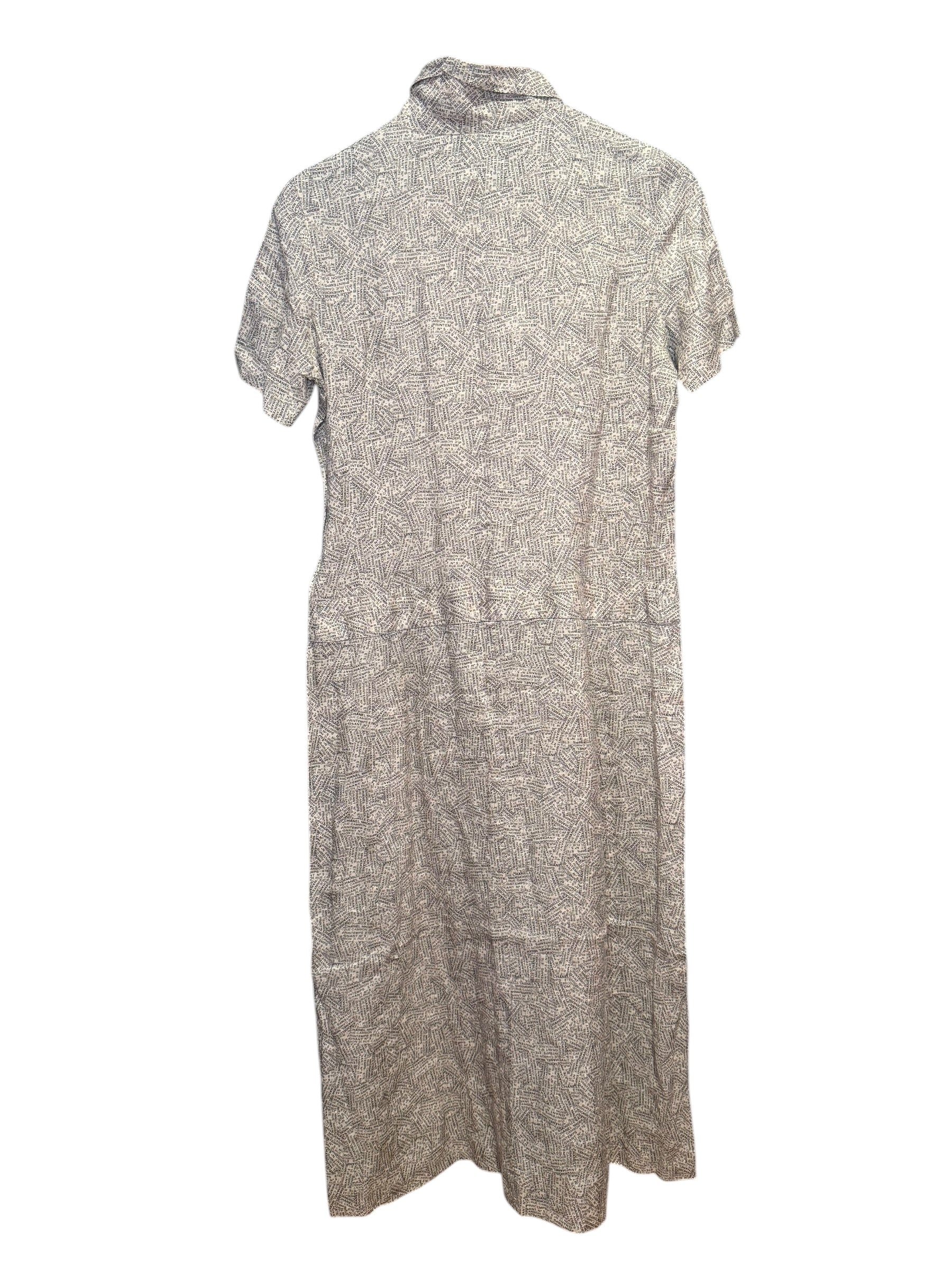 Chanel Newspaper Print Button Up Dress