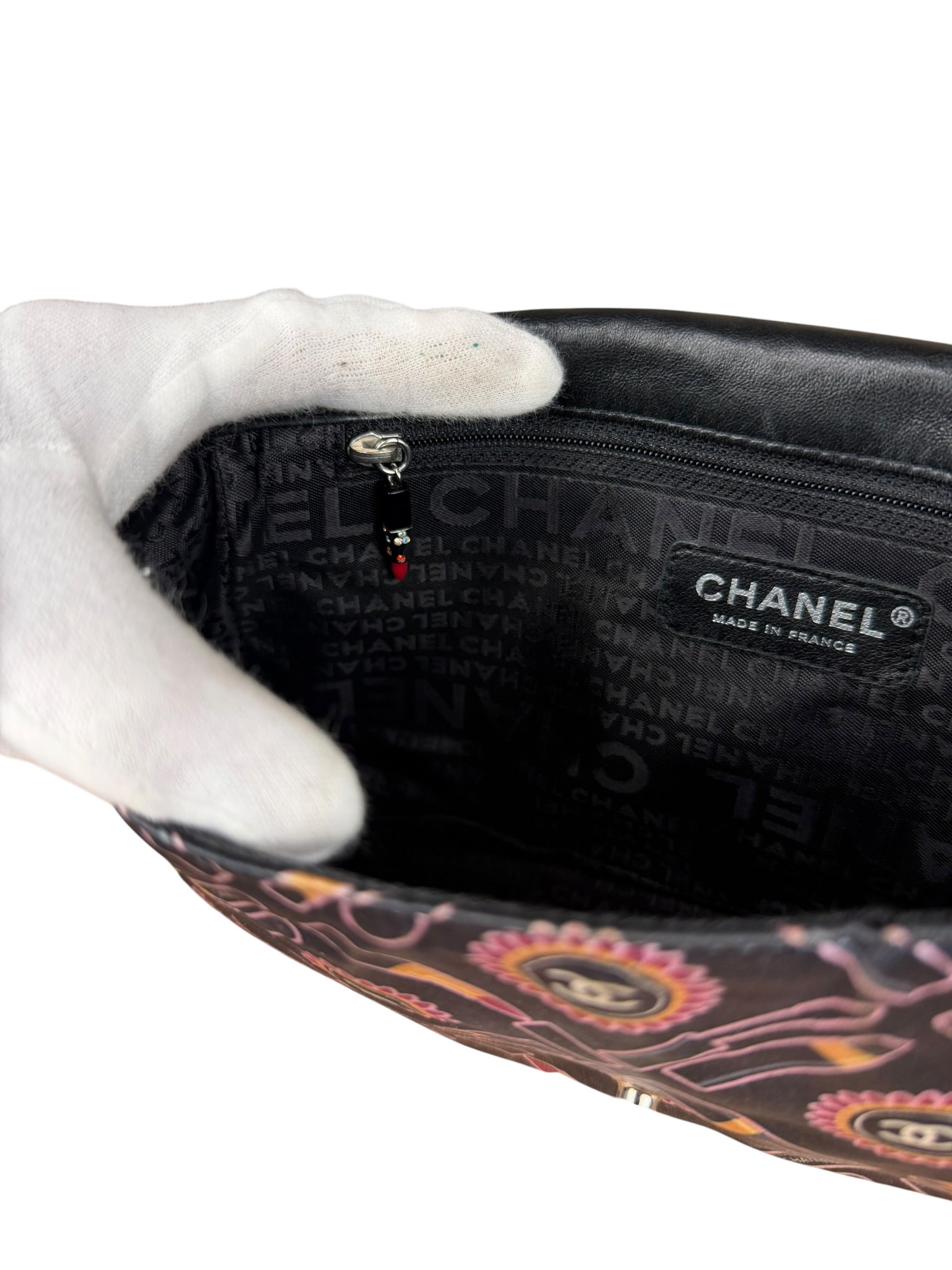 Chanel Lipstick Black Satin Single Flap Bag 2005