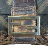 Fendi Zucca Whipstitch Baguette Shoulder Bag