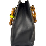 Gucci Black Leather Bamboo Diana 2Way Tote Bag