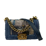 Chanel Blue Denim/Leather Trim Patchwork Boy Flap Bag 2014