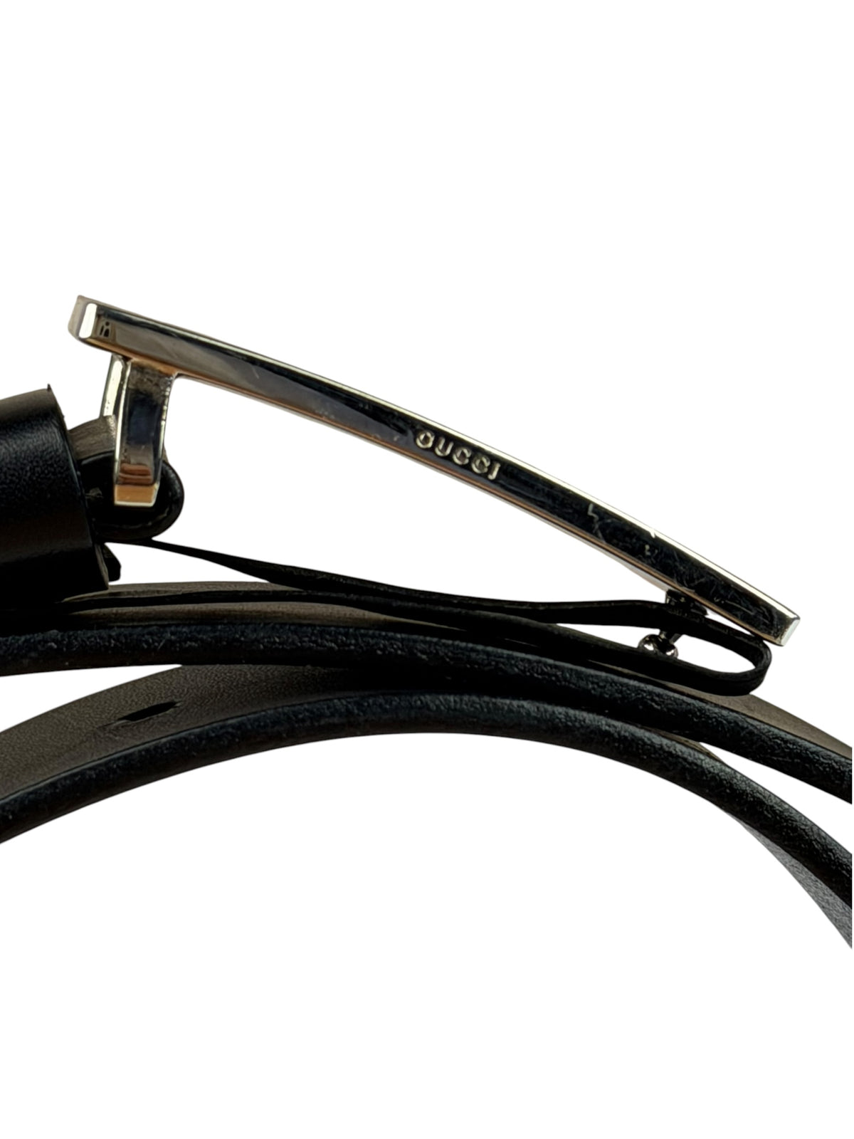 Gucci Black Leather GG Supreme Buckled Belt
