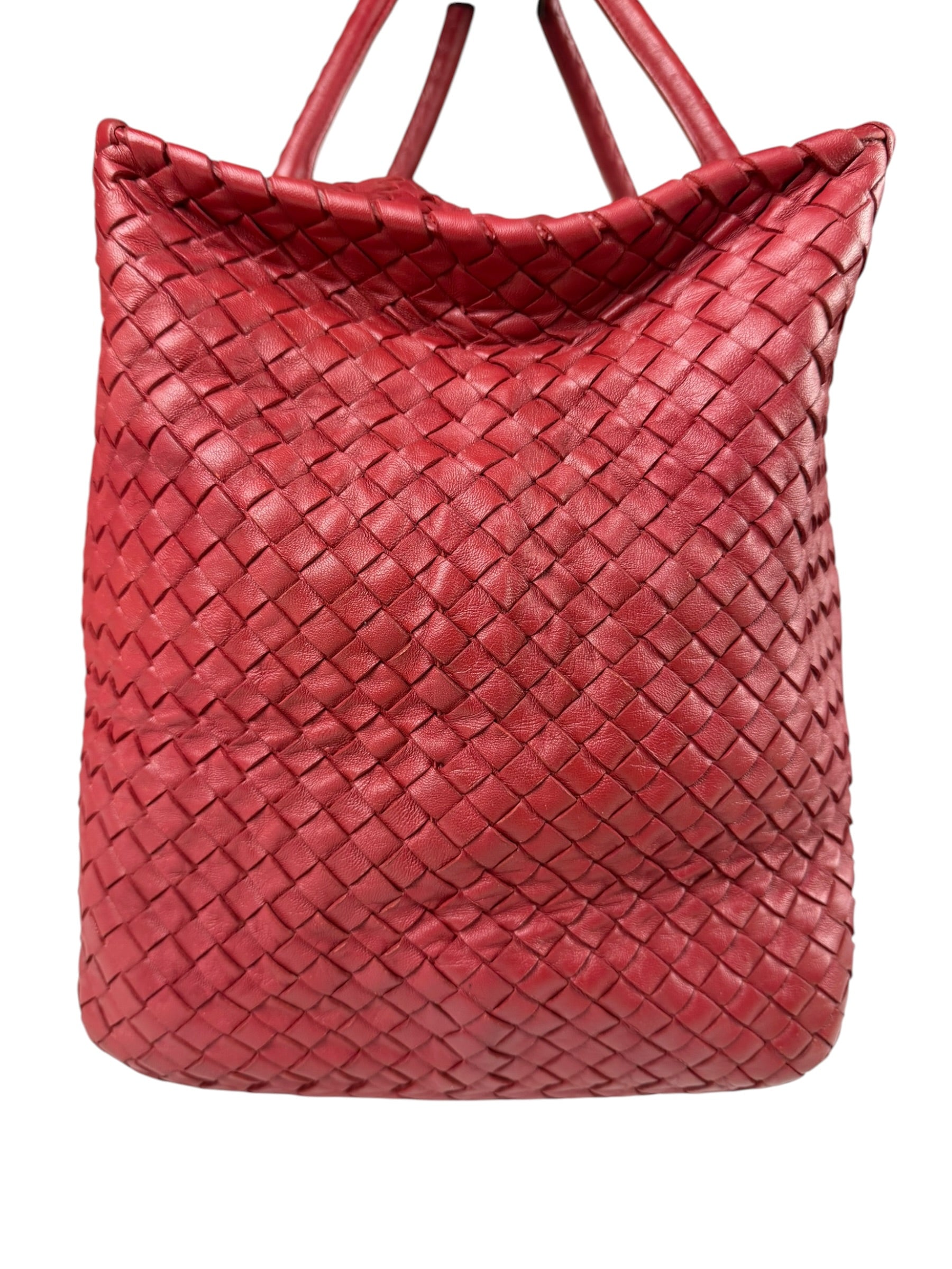 Bottega Veneta Red Intrecciato Montaigne Bag