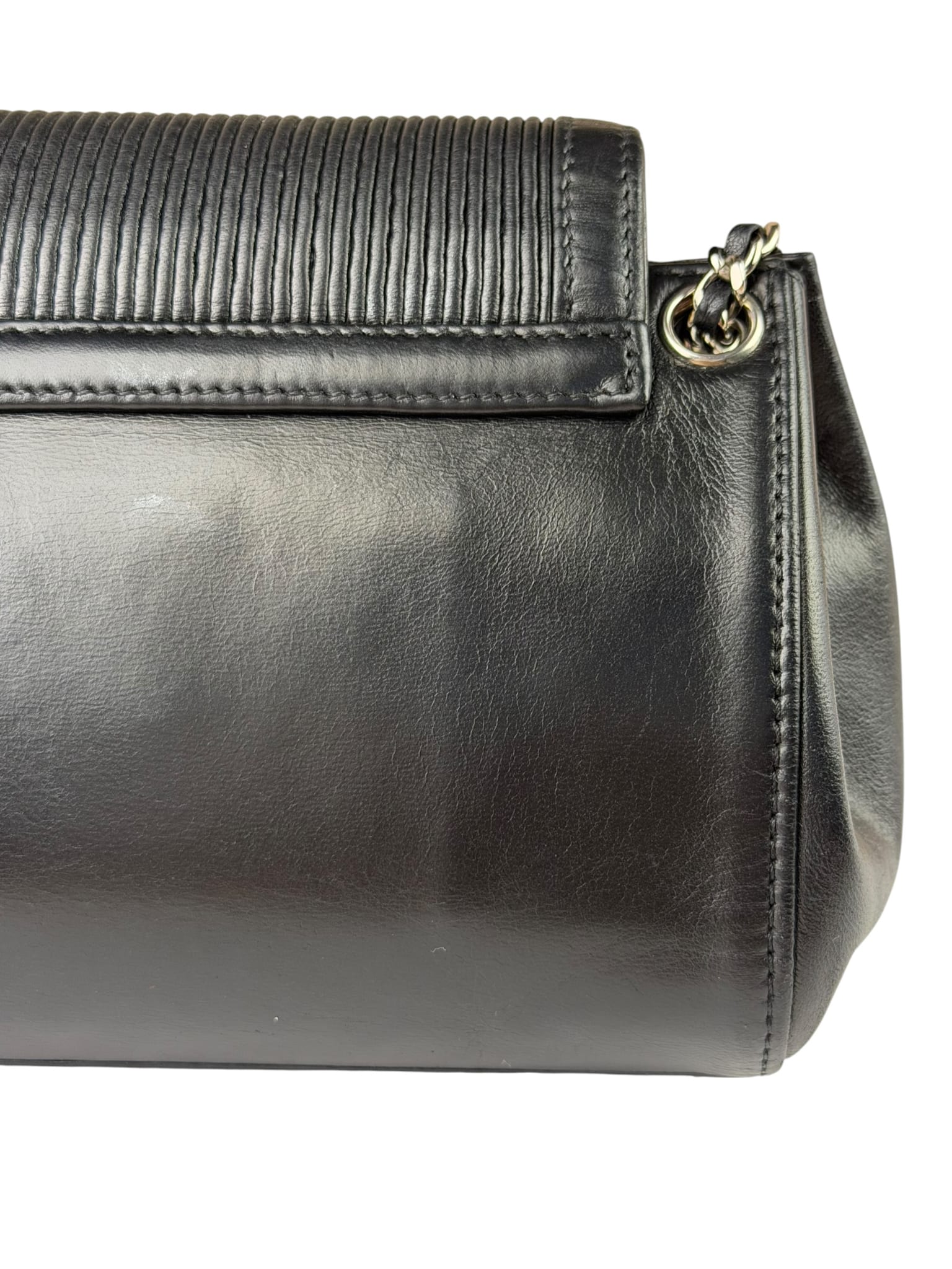Chanel Black Leather Mademoiselle Accordion Flap Bag 2000