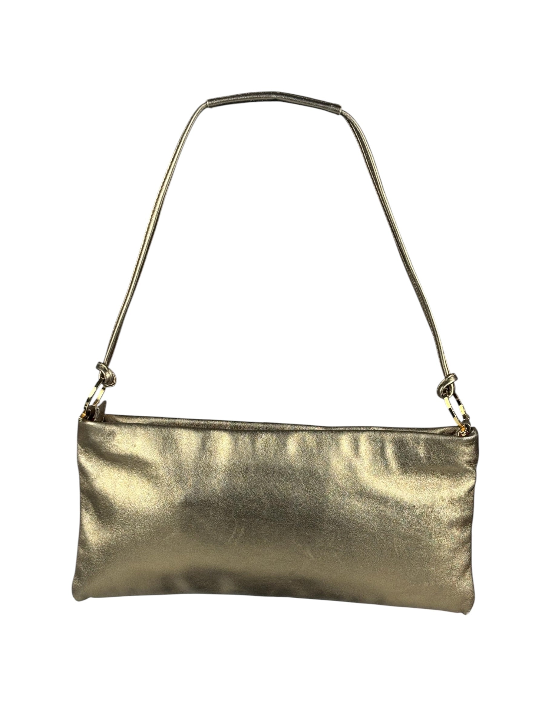 Salvatore Ferragamo Metallic Gold Gancini Shoulder Bag