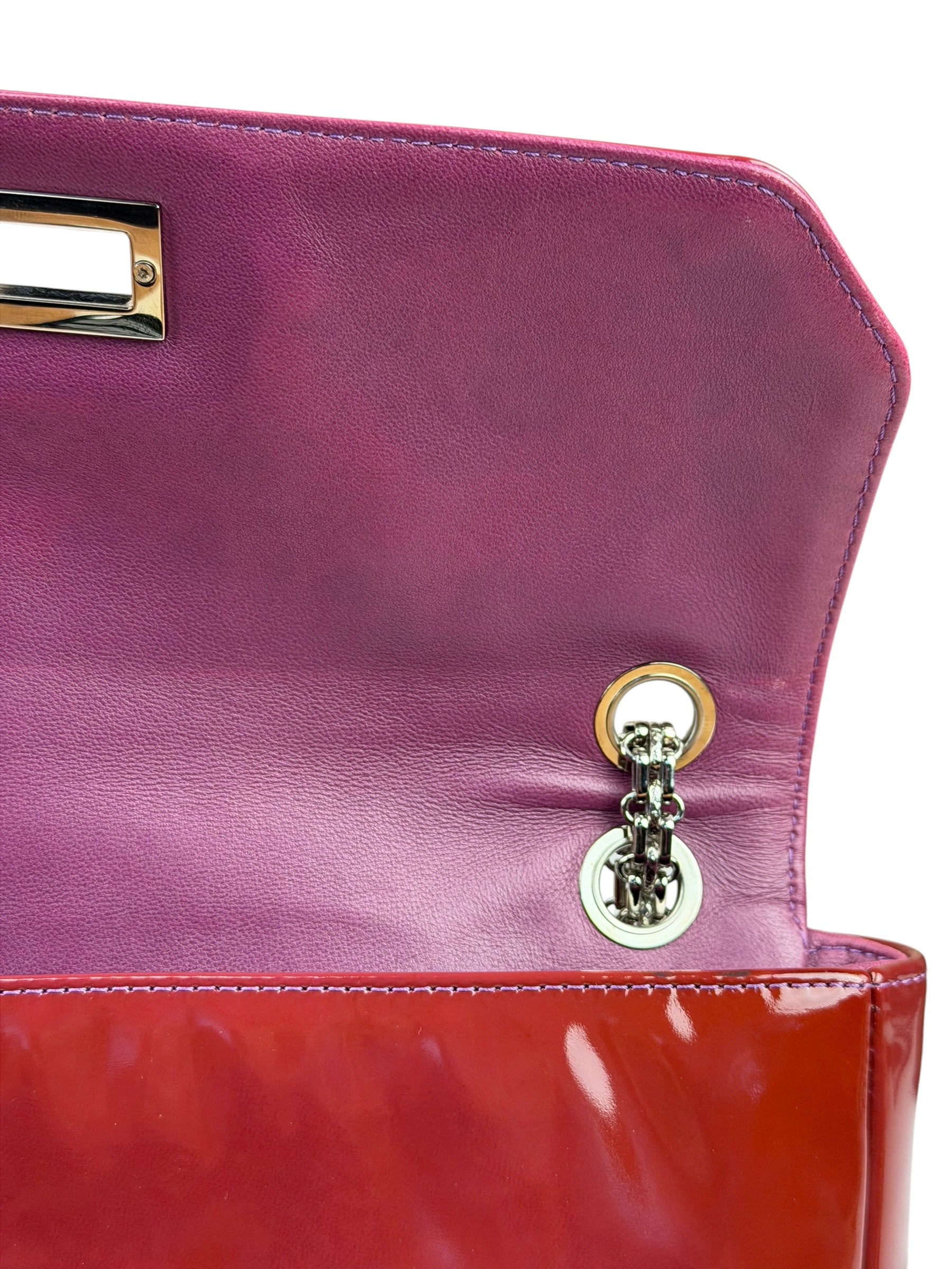 Chanel Burgundy Patent Leather Mademoiselle Bijoux Chain Flap Bag 2008
