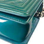Chanel Teal Quilted Patent Leather Boy Flap Bag 2014