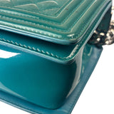 Chanel Teal Quilted Patent Leather Boy Flap Bag 2014