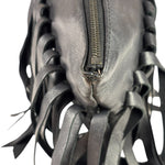 Bottega Veneta Black Leather Intercciato Woven Fringe Wristlet