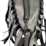 Bottega Veneta Black Leather Intercciato Woven Fringe Wristlet