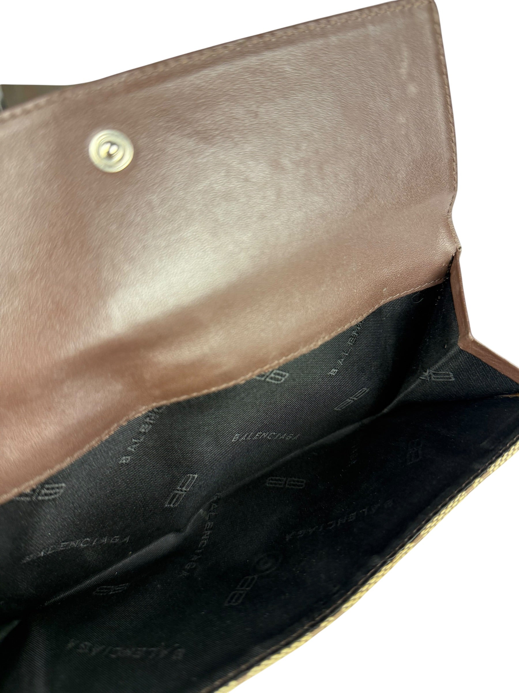 Balenciaga Vintage Brown Canvas Logo Long Wallet