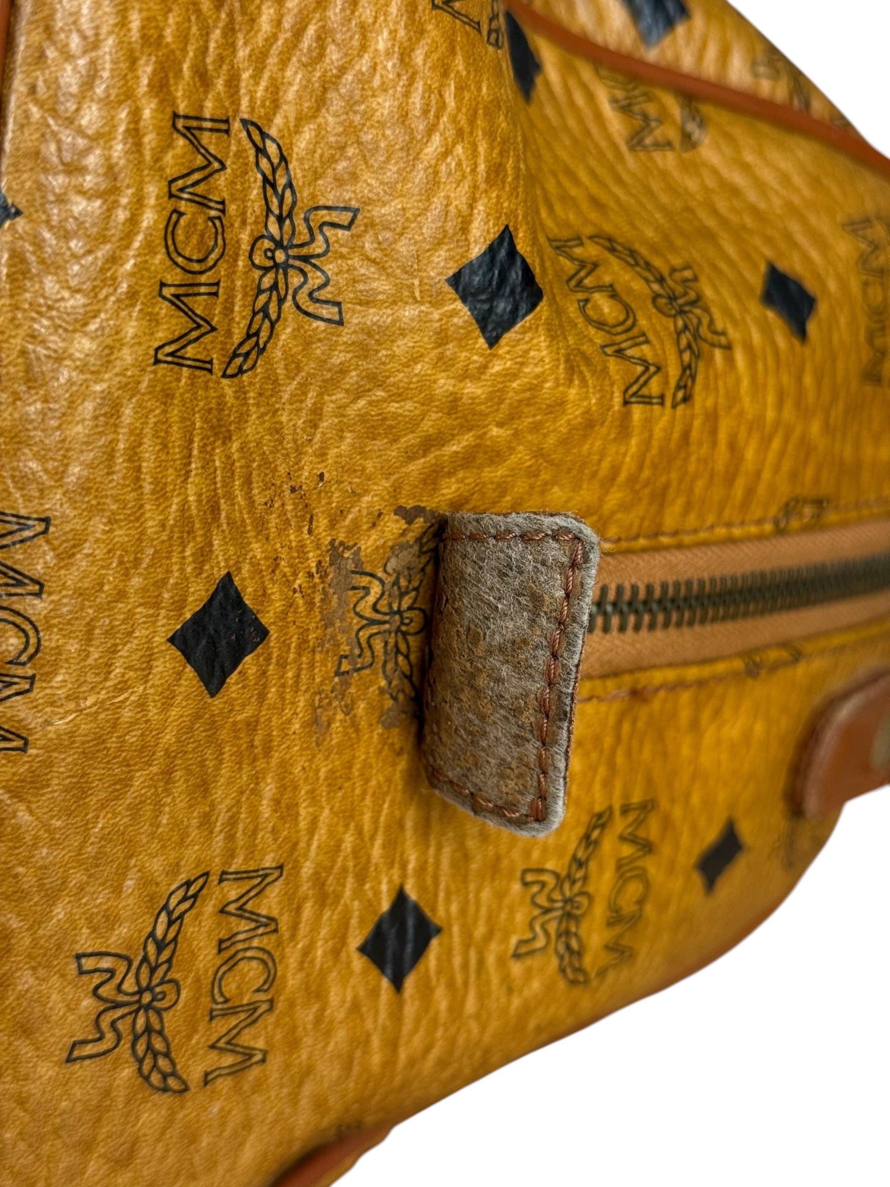 MCM Vintage Leather Logo Boston Handbag