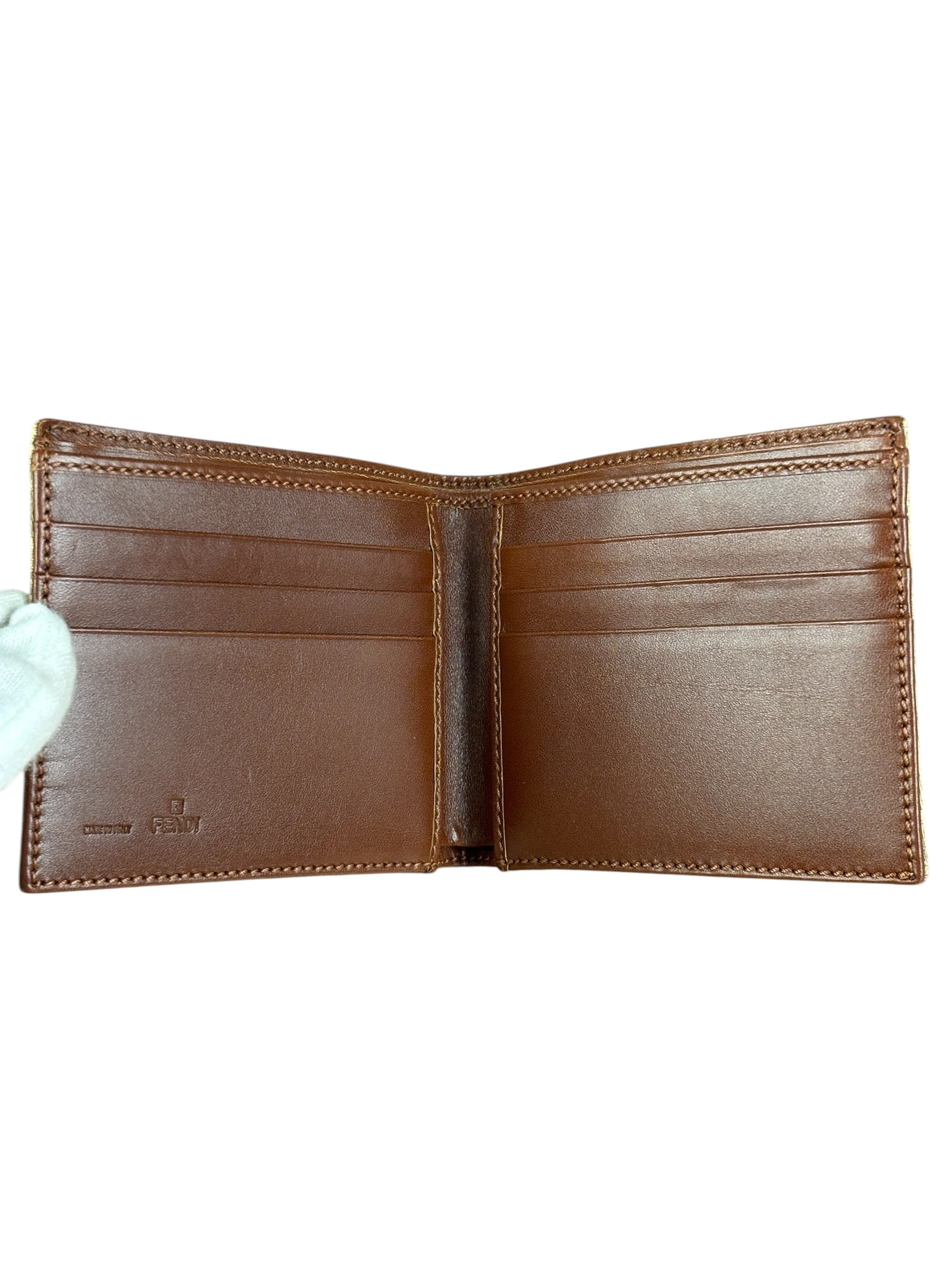 Fendi Beige FF Jacquard Bi-Fold Wallet