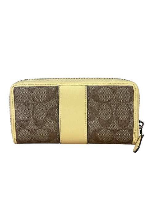 Coach Beige/Brown Leather C Signature Zip-Around Long Wallet
