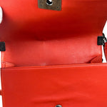 Chanel Red Quilted Double Stitch Boy Bag 2014