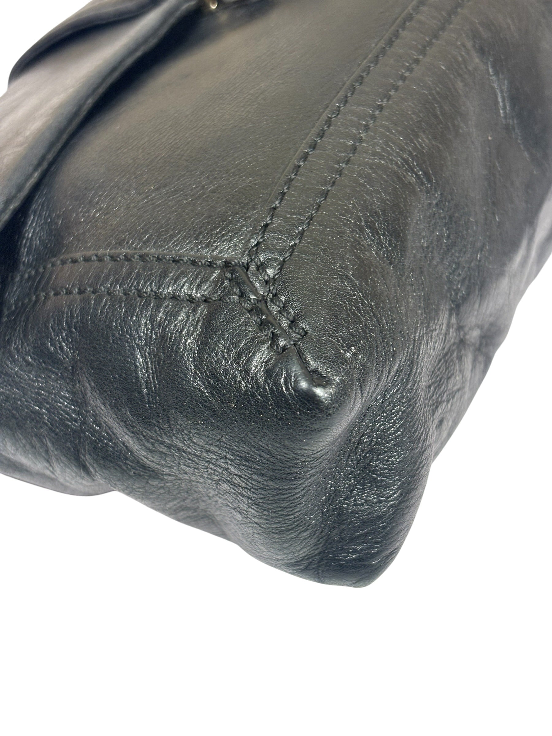 Fendi Black Leather Maxi Baguette