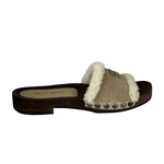 Miu Miu Suede Lining Dyed Sheep Fur Wooden Sandals