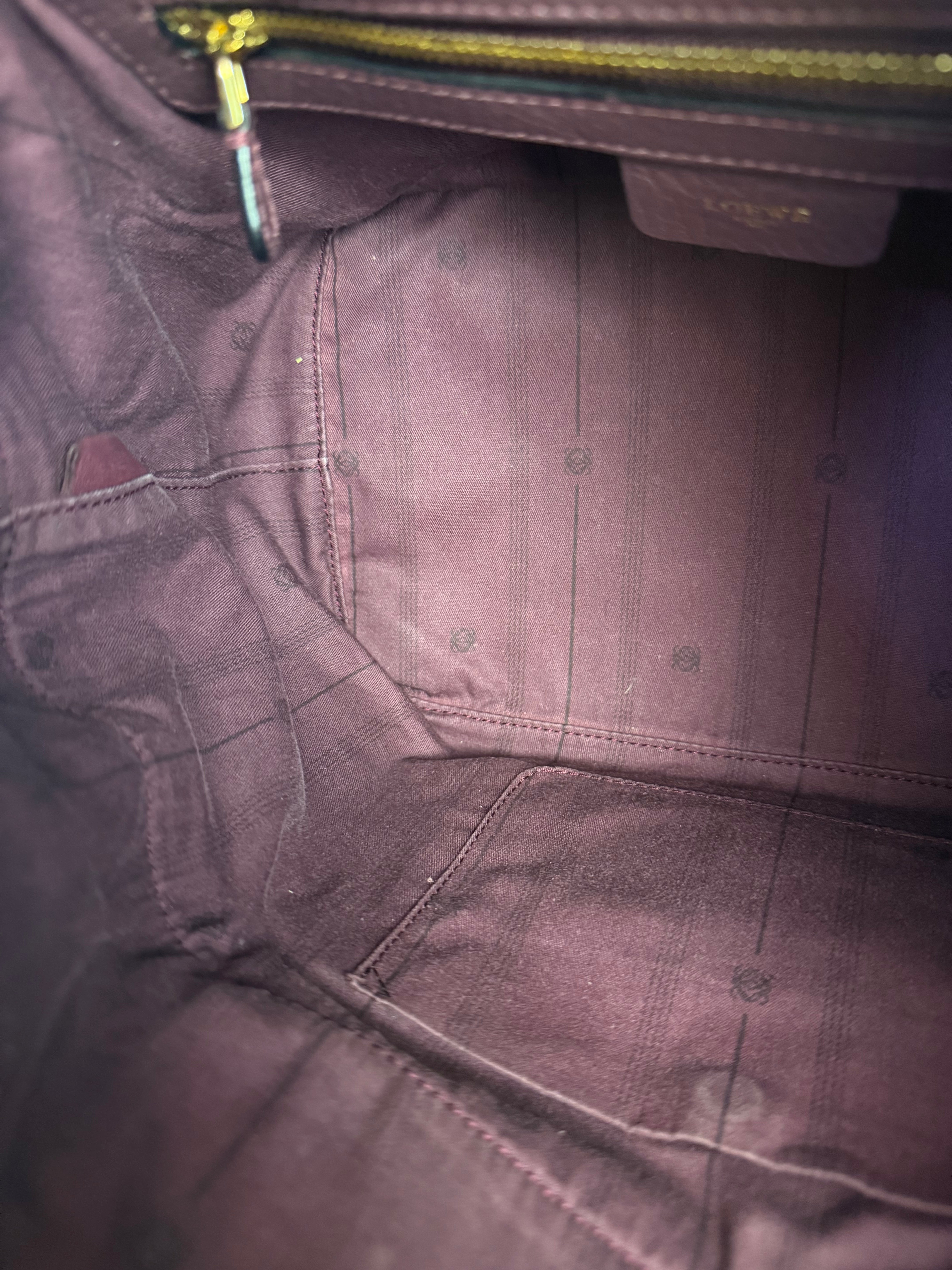 Loewe Purple Leather Ostrich Front 2Way Handbag