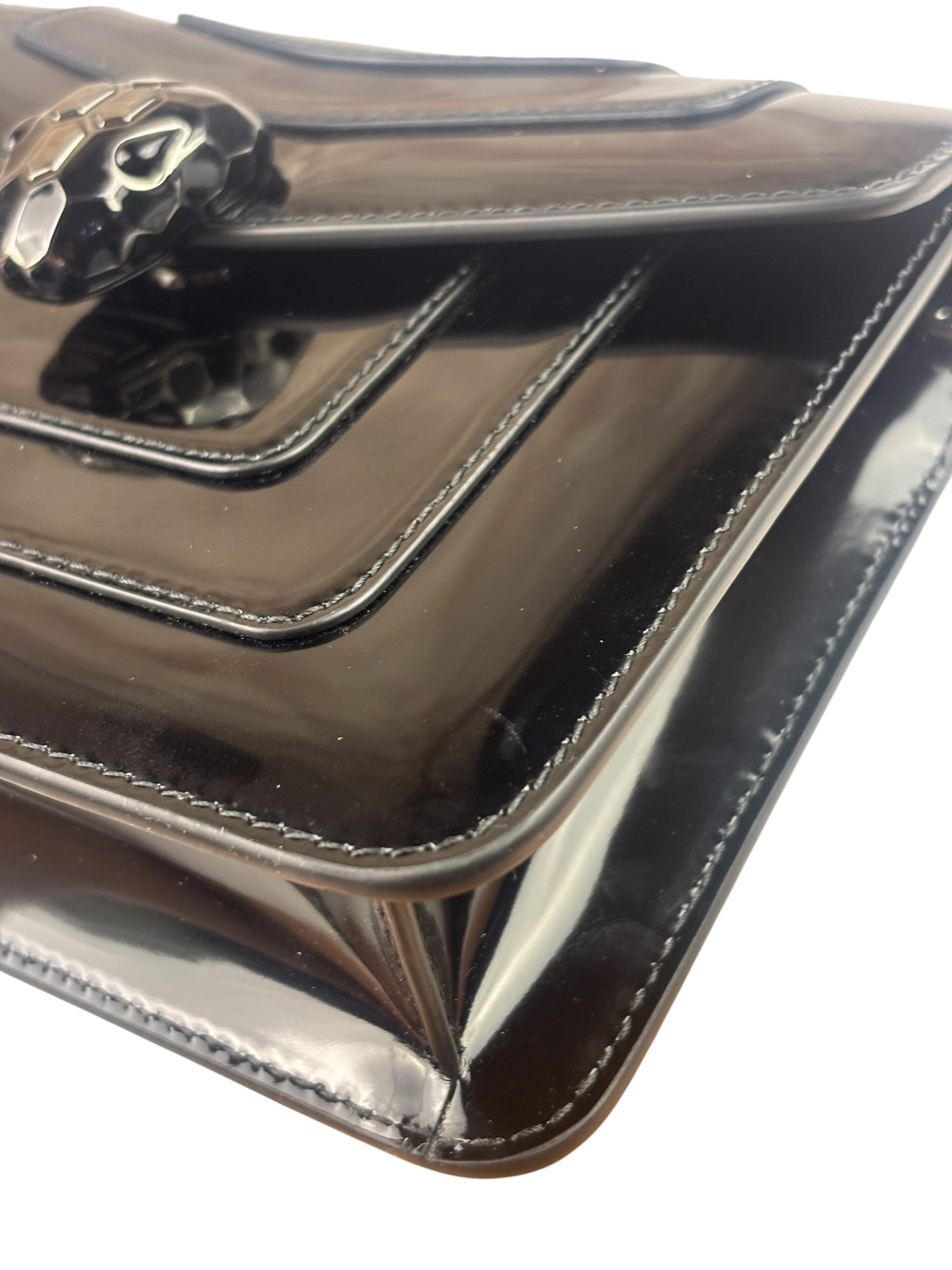 Bvlgari Black Patent Leather Small Serpenti Crossbody Bag
