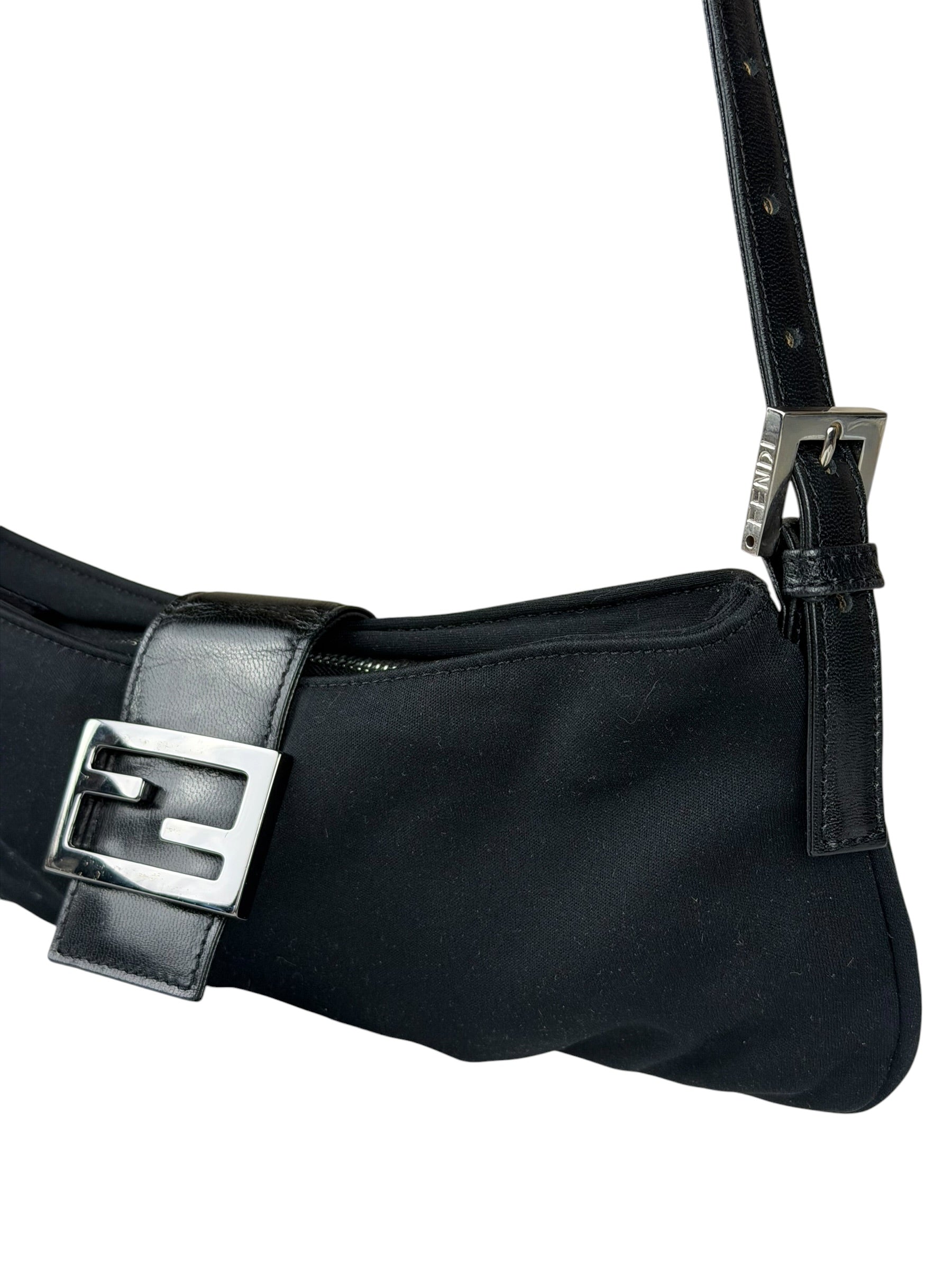Fendi Black Nylon Mamma Baguette Shoulder Bag