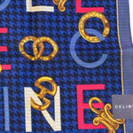 Celine Vintage Blue Paris Cotton Square Handkerchief