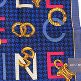 Celine Vintage Blue Paris Cotton Square Handkerchief
