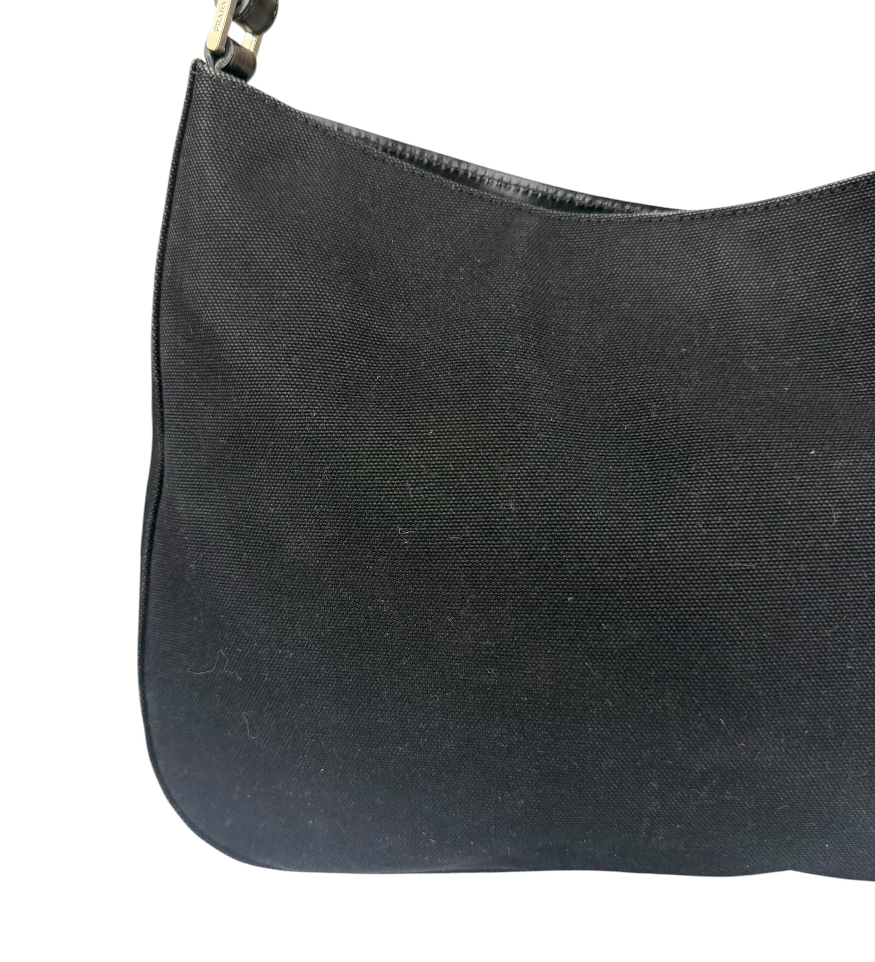 Prada Vintage Black Canvas Shoulder Bag