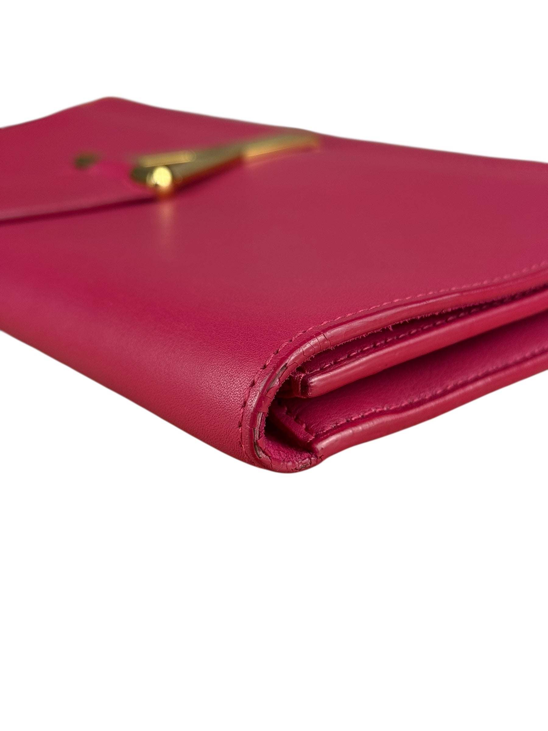 Saint Laurent Pink Leather Y Ligne Clutch