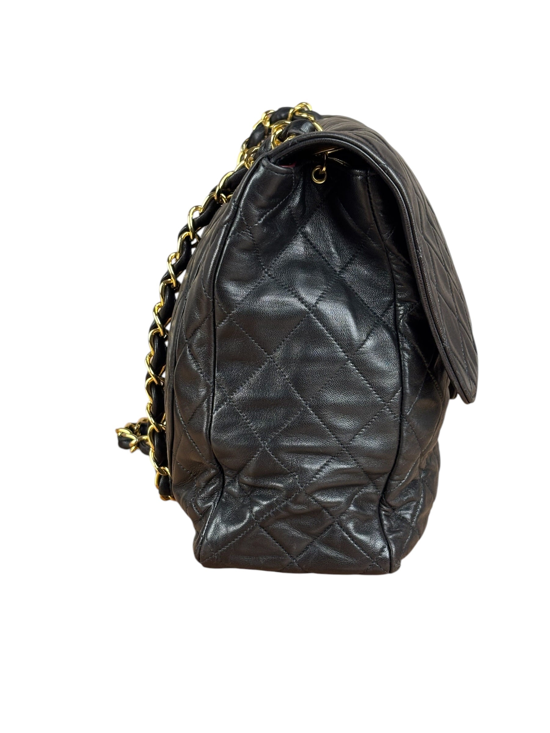 Chanel Vintage Brown Leather Jumbo Flap Bag