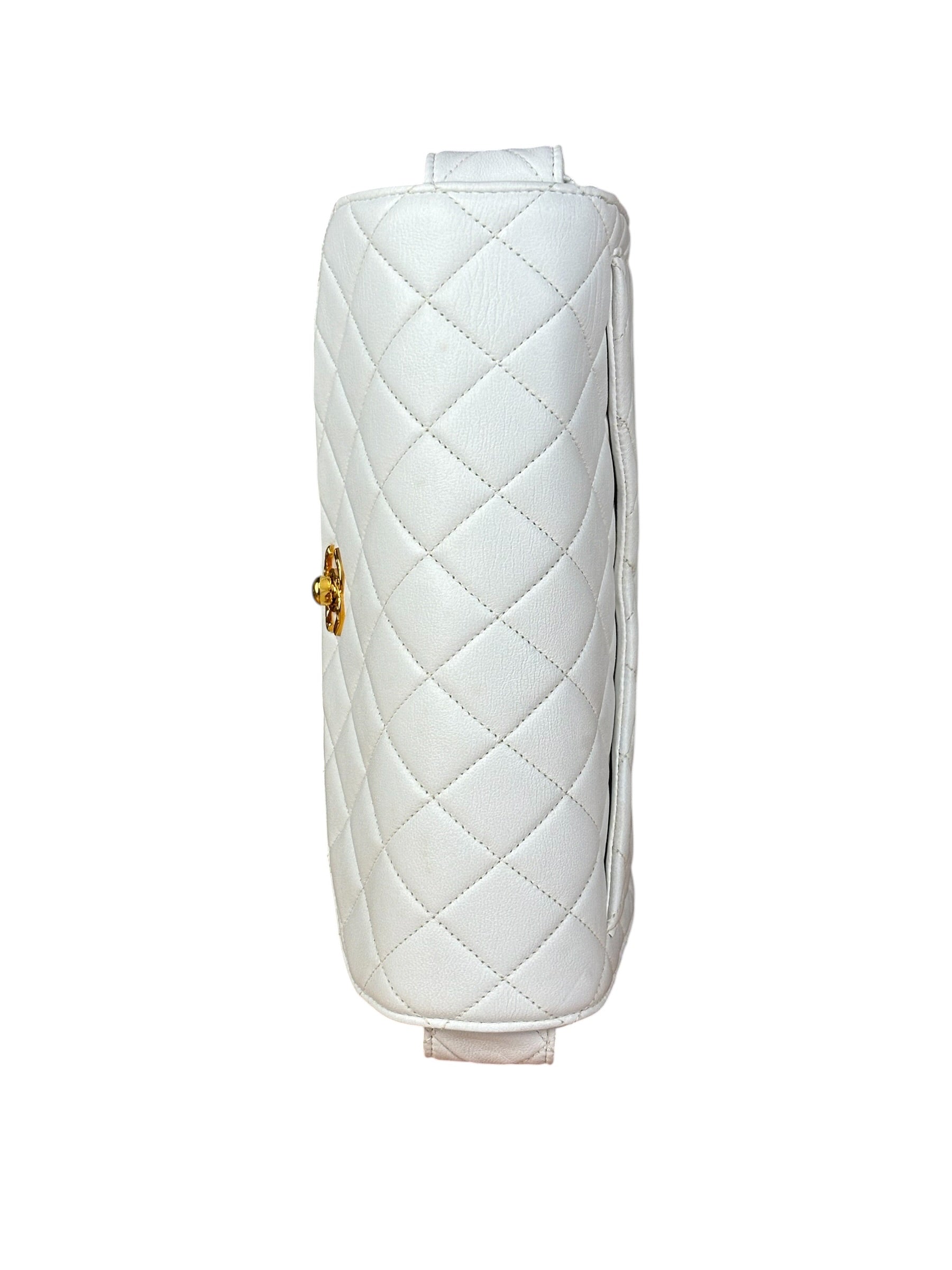 Chanel Vintage White Quilted Leather Flap Bag 1991