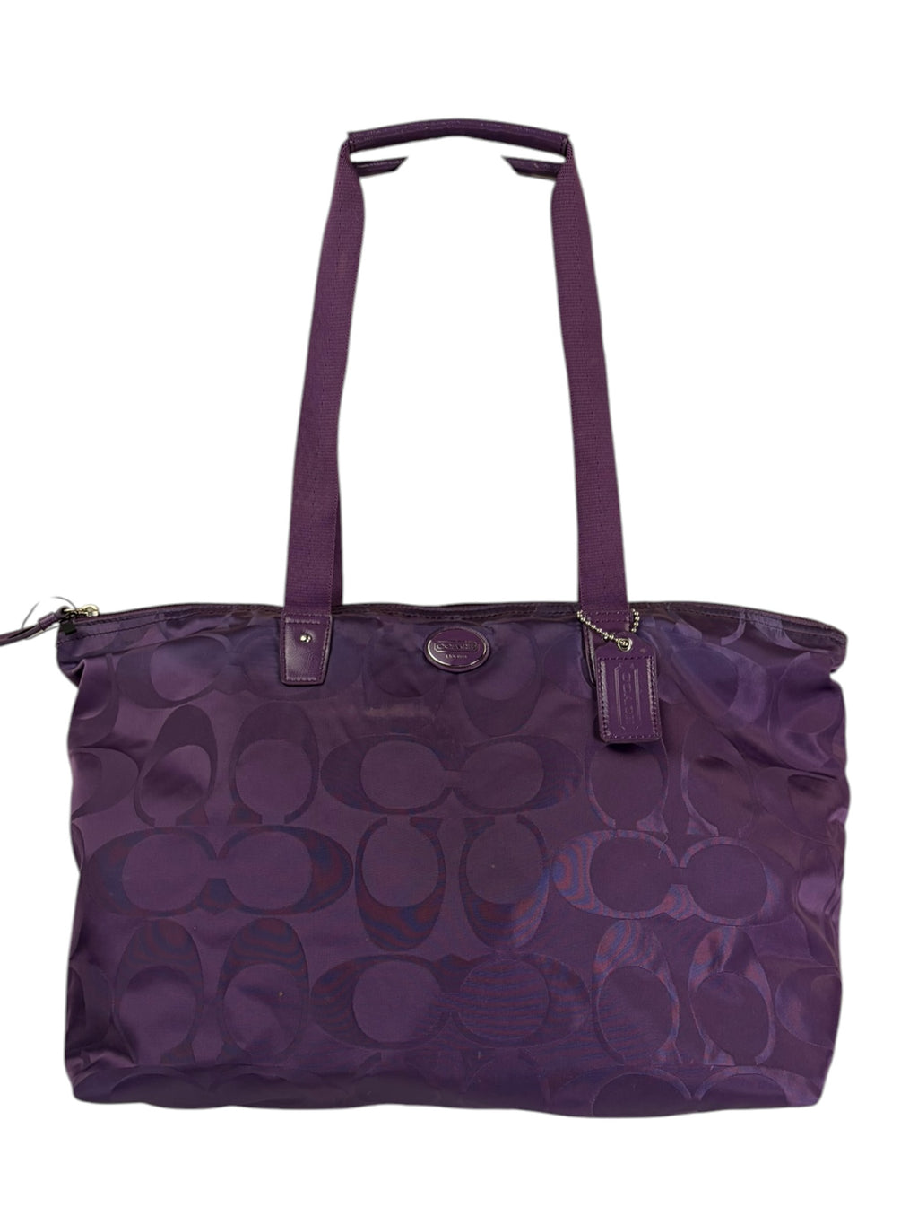 Coach Purple Nylon/Leather Trim Gateway Packable Weekender Tote