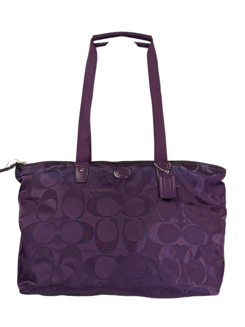 Coach Purple Nylon/Leather Trim Gateway Packable Weekender Tote