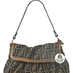 Fendi Zucca Brown Monogram Canvas FF Chef Shoulder Bag