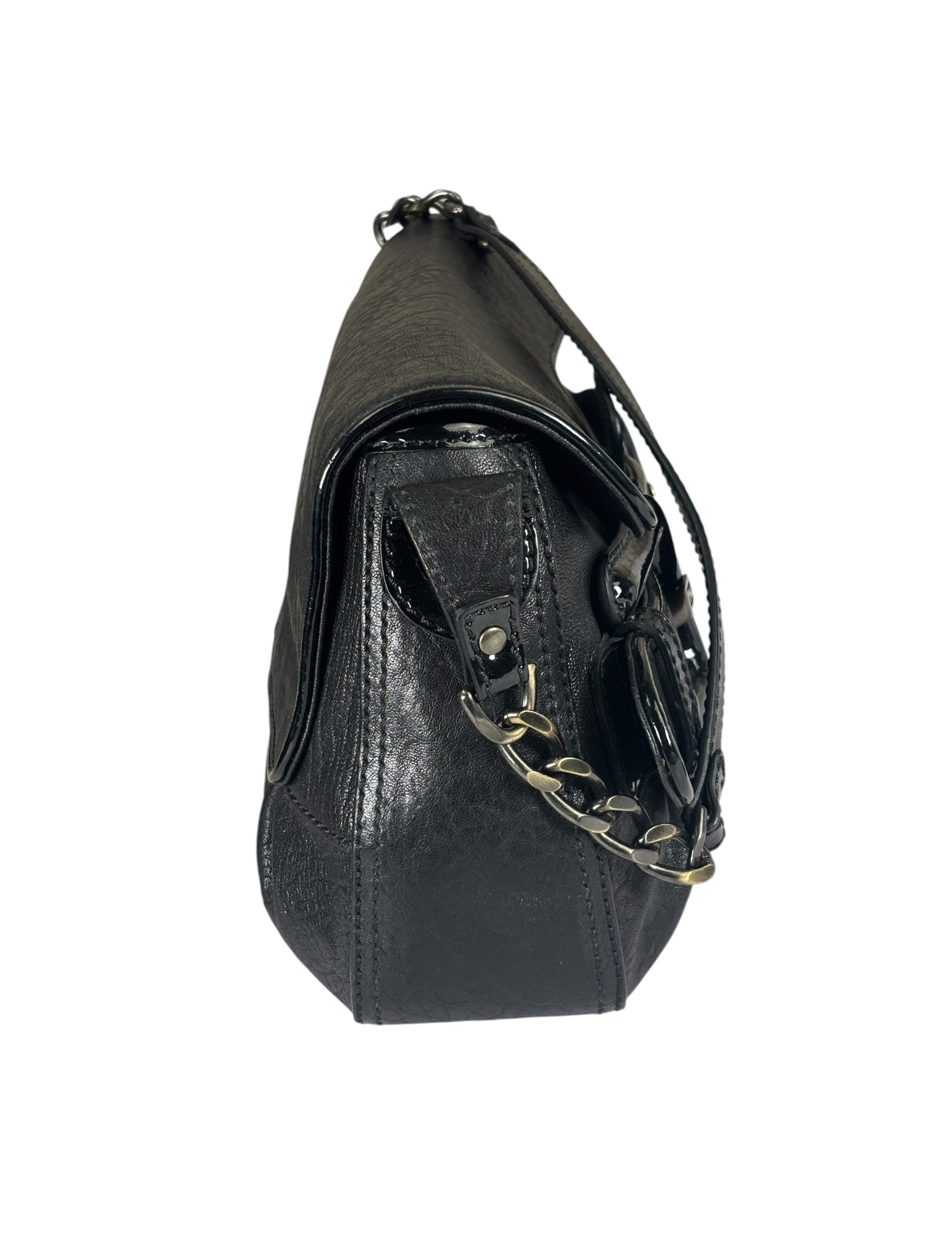 Fendi Black Patent Leather Trim B Bis Shoulder Bag