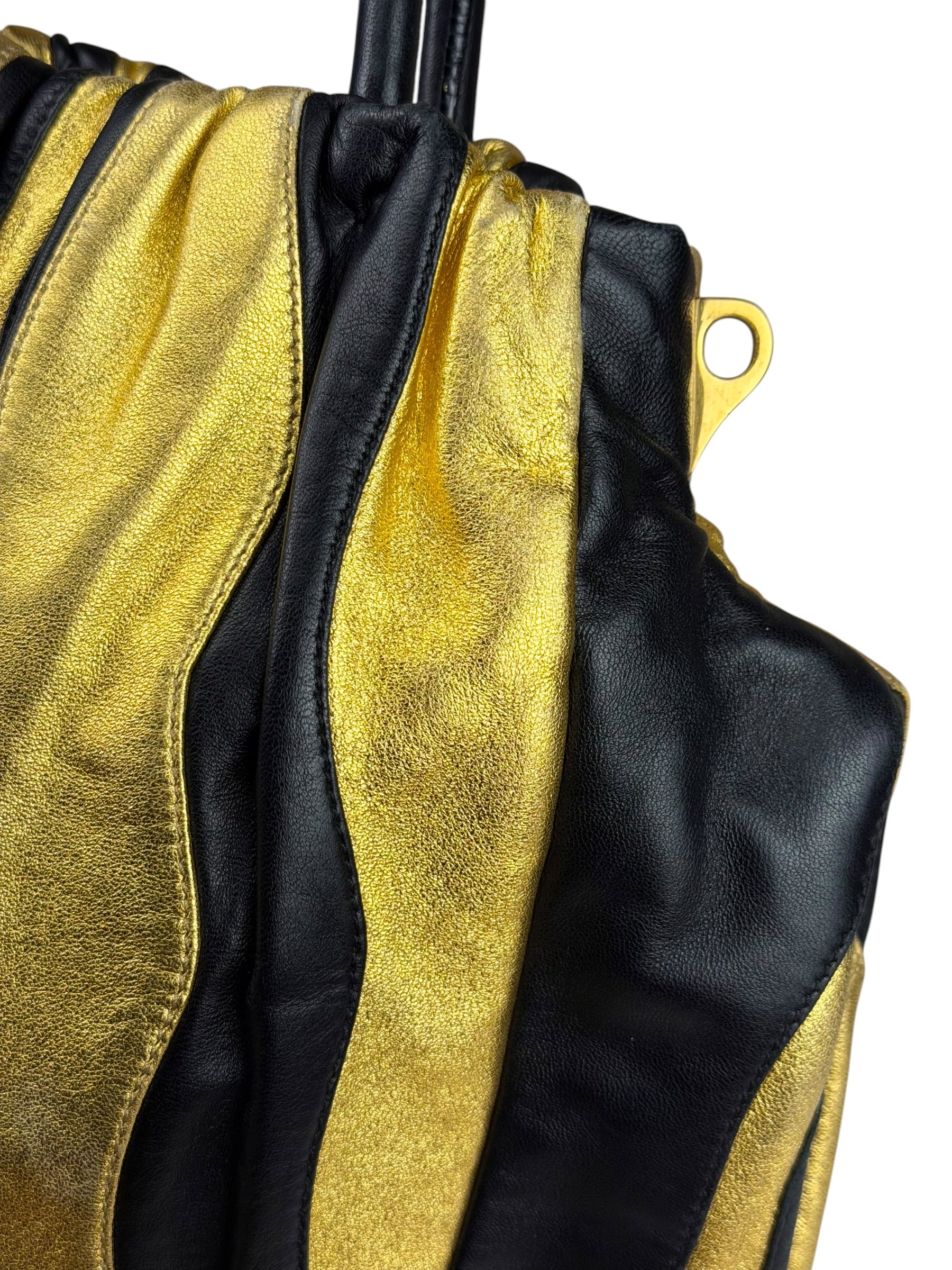 Prada Bicolor Leather Nappa Waves Tote Bag