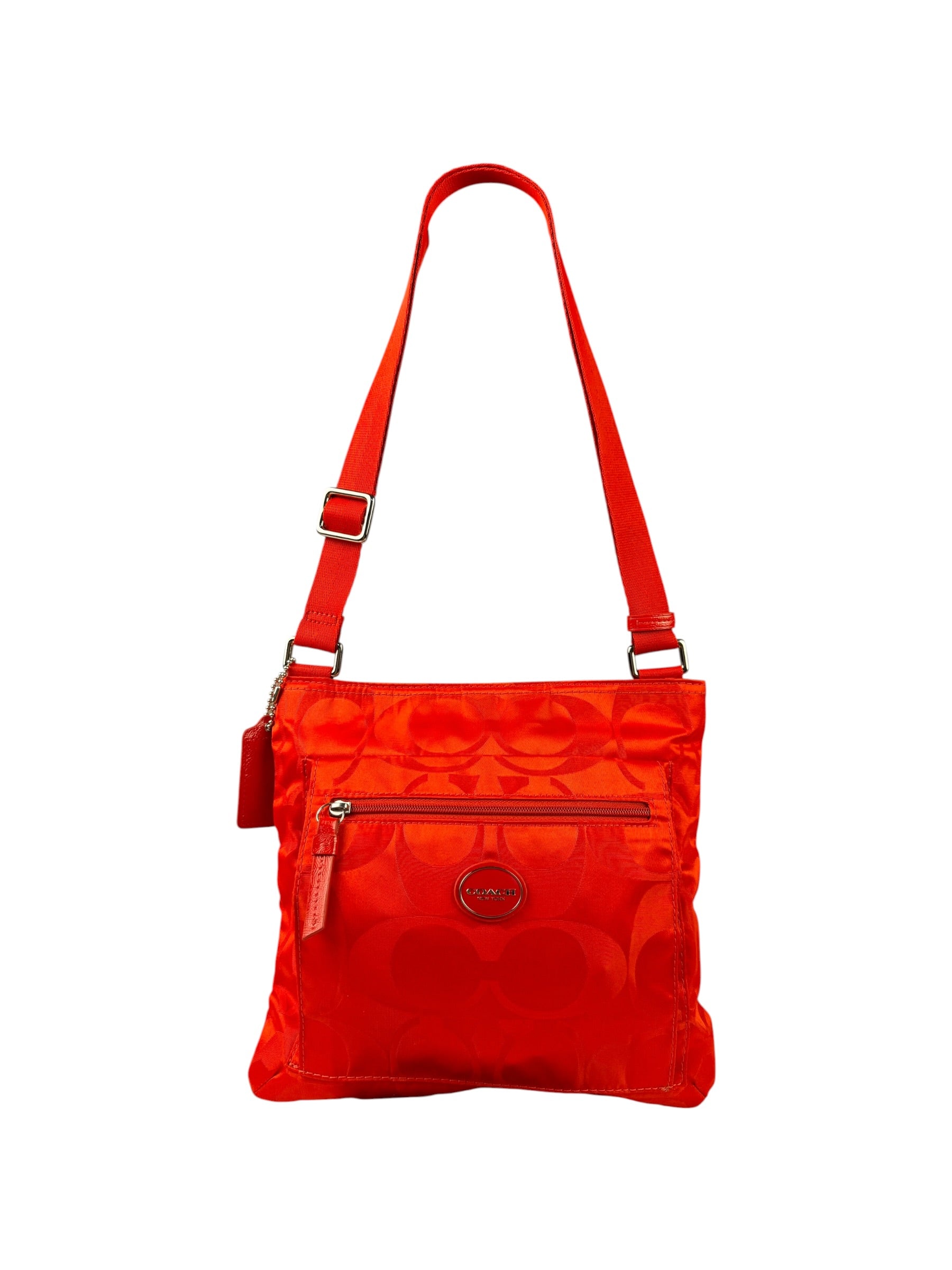 Coach Red/Orange Nylon Getaway Signature File Crossbody
