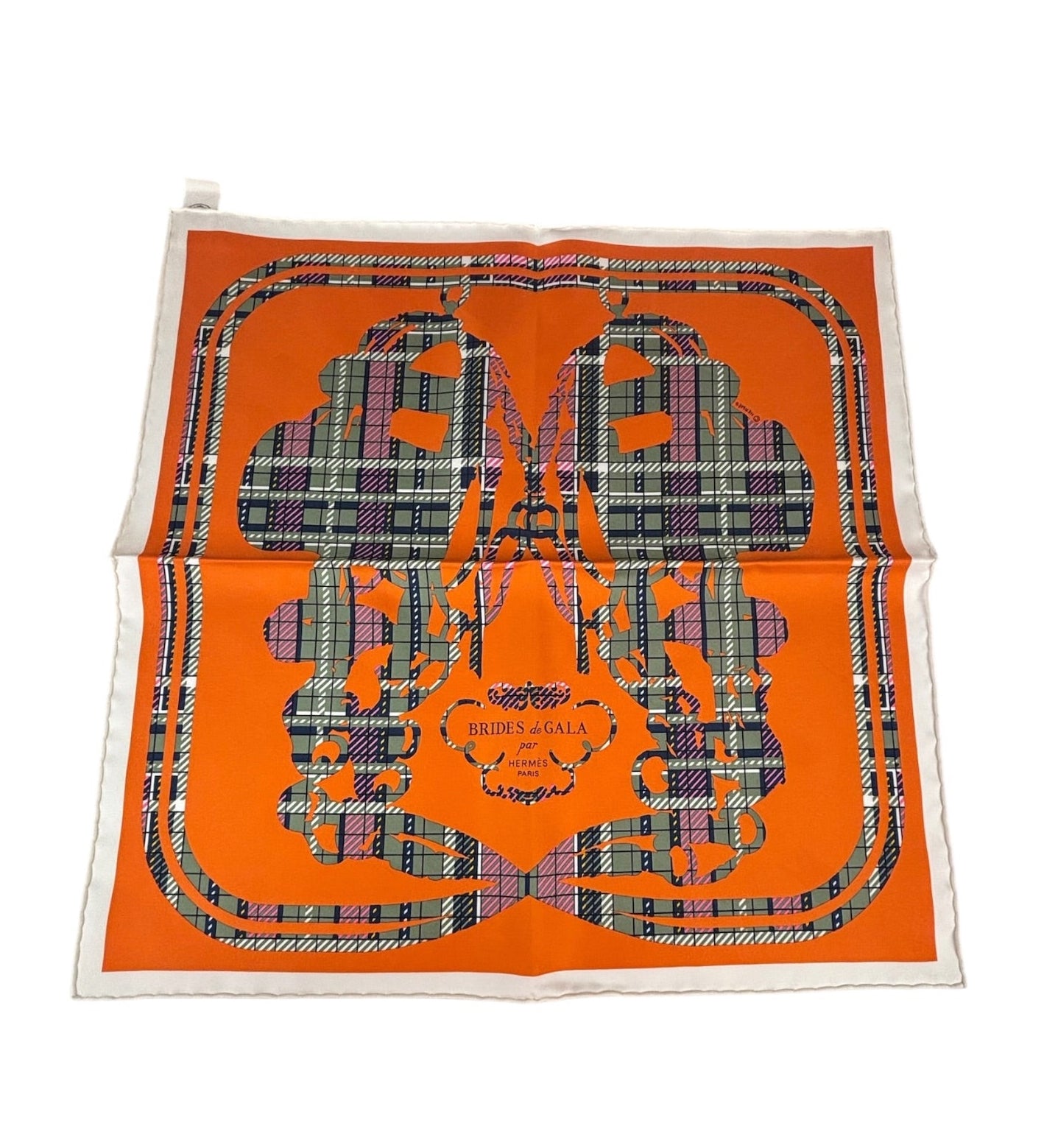 Hermes Orange Brides de Gala Silk Pocket Square