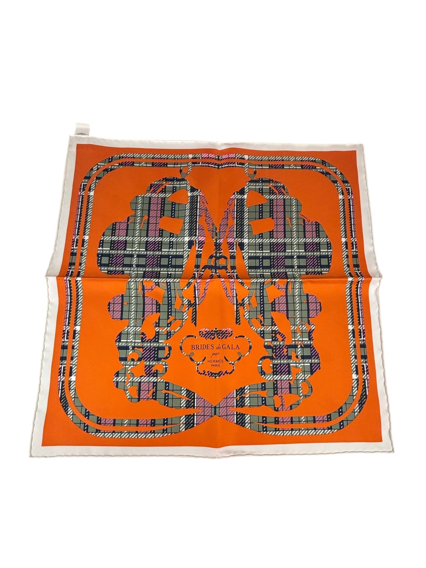 Hermes Orange Brides de Gala Silk Pocket Square