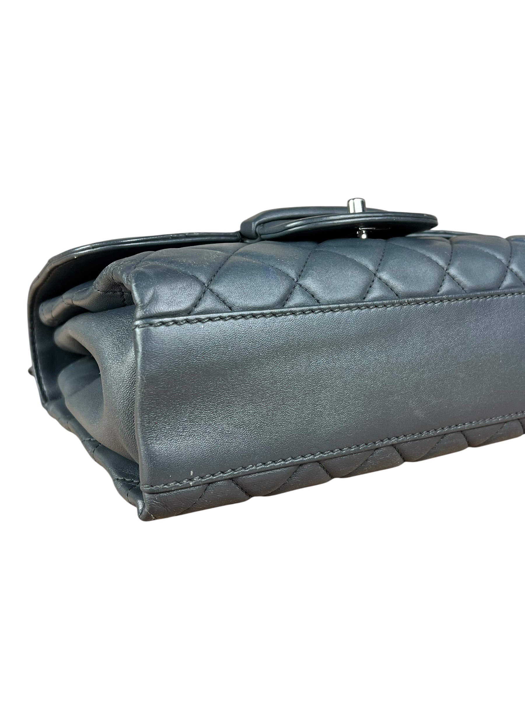 Chanel Dark Grey Quilted Leather Loop Flap Bag 2014