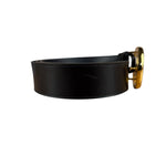 Gucci Gold GG Black Leather Belt