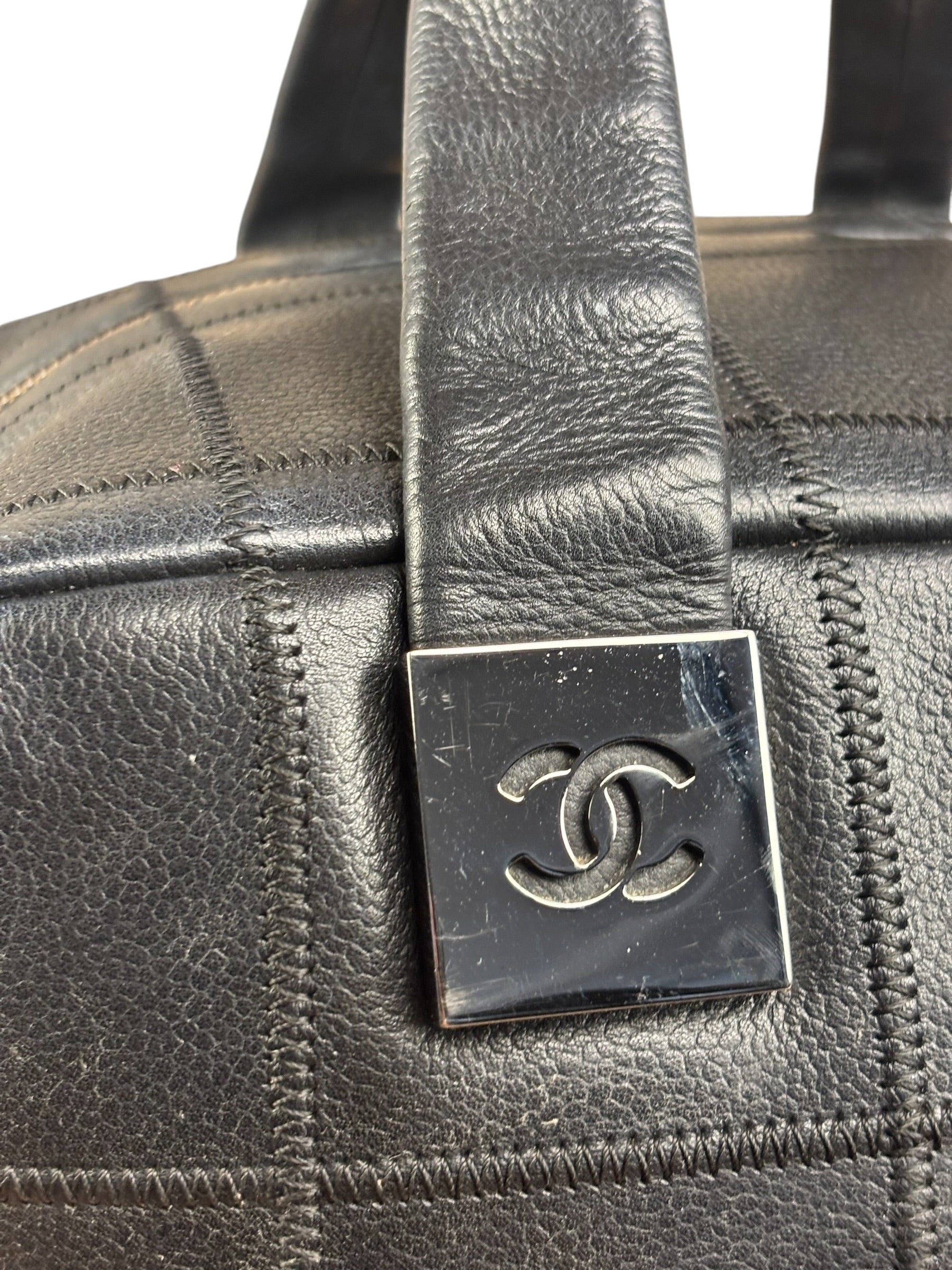 Chanel Black Chocolate Bar Bowling Hand Bag - 2003